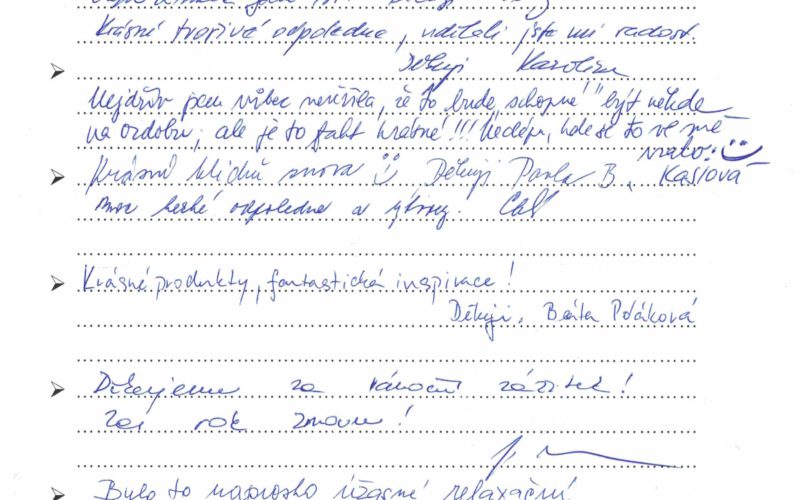 Poděkování účastníků akce